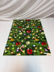 Hârtie de Ambalat Cadouri Crăciun, Coli 51 x 75 cm, 80 g, Set 50 Bucăți Verde Crenguta Brad Cu Globuri