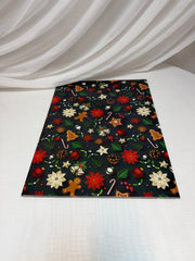Hârtie de Ambalat Cadouri Crăciun, Coli 51 x 75 cm, 80 g, Set 50 Bucăți Negru Floarea Craciunului, Acadele