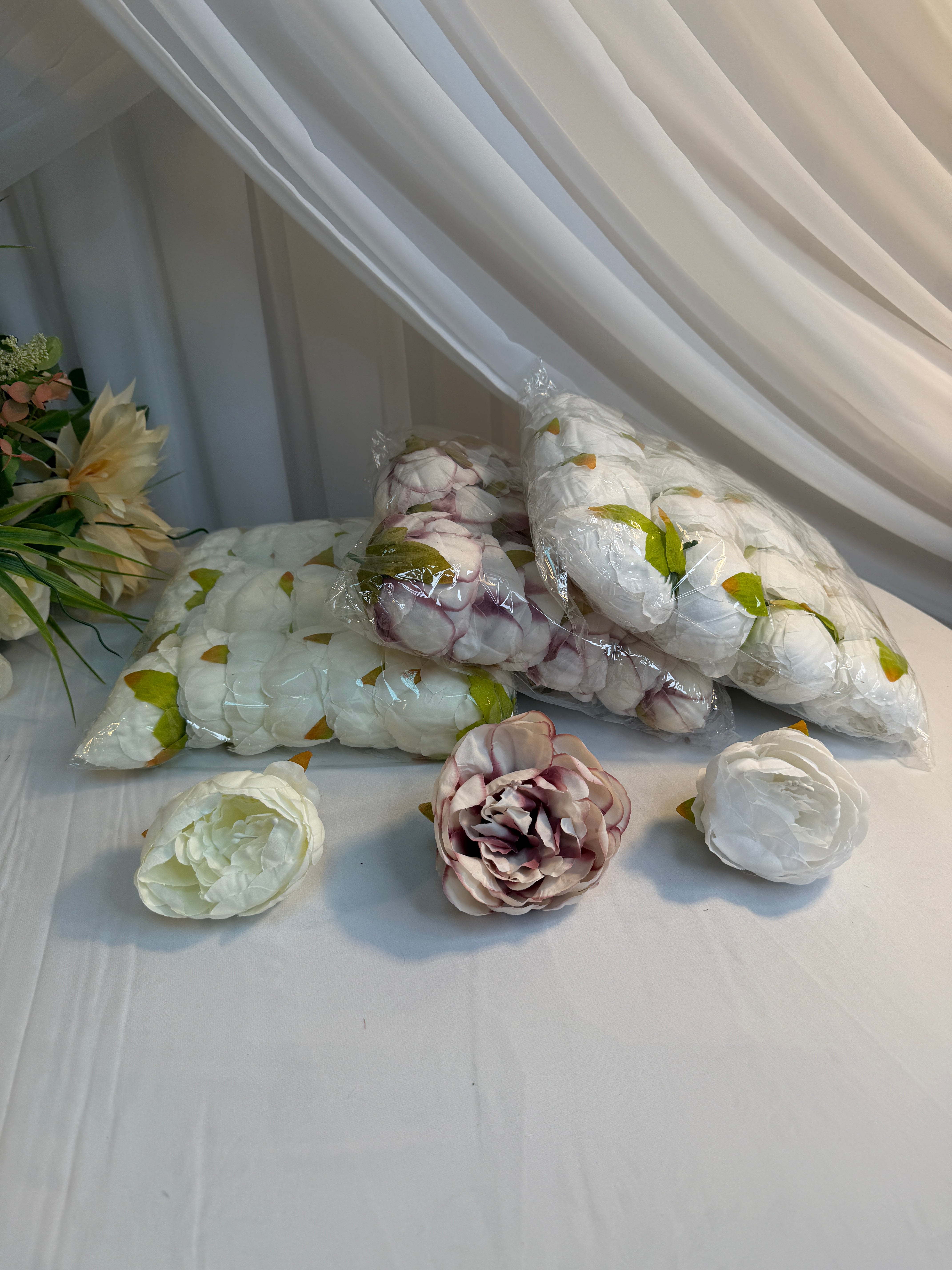 Flori Artificiale Capete Bujori Cu Margelute 9.5cm 20/set