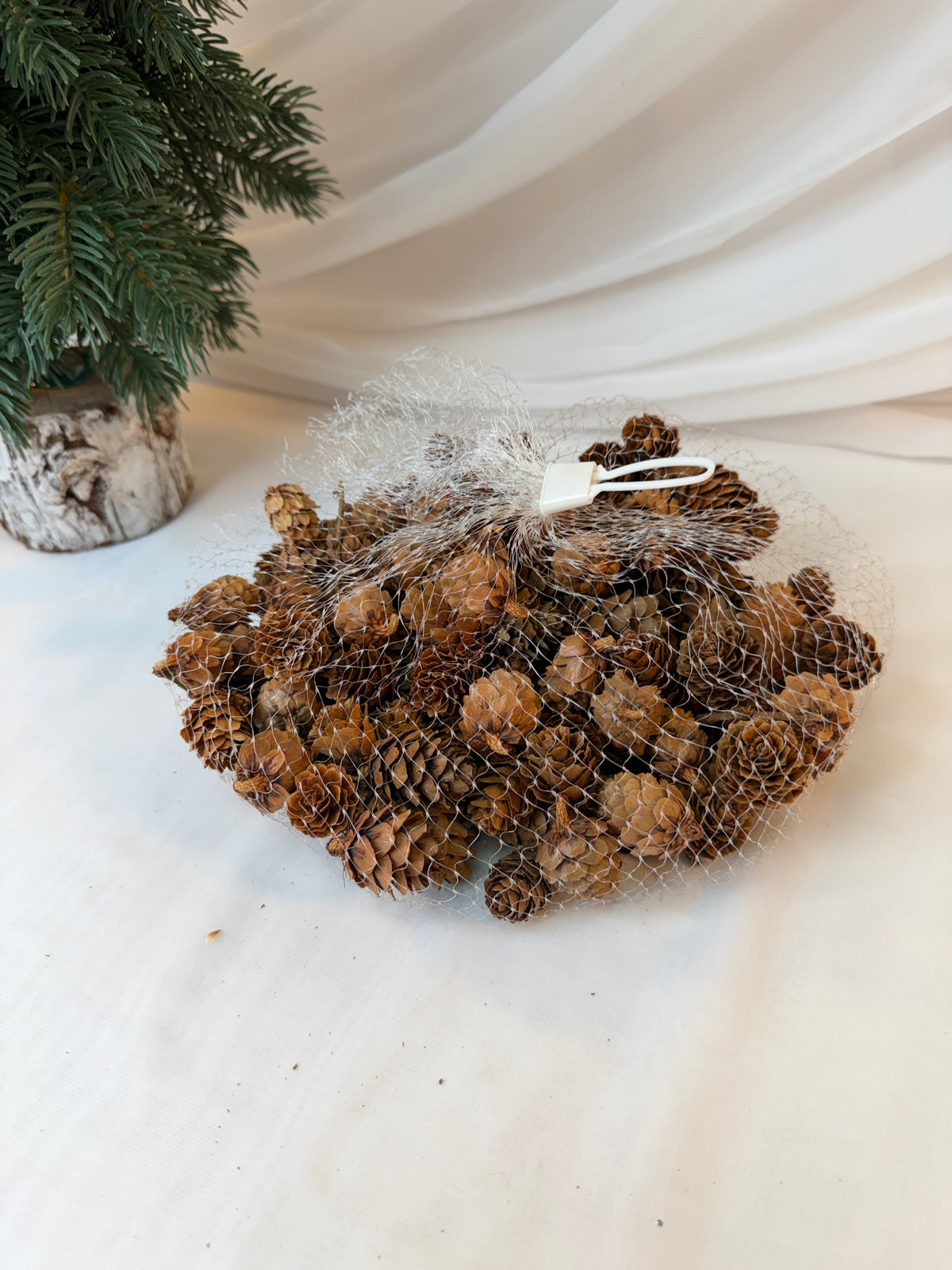 Conuri de Brad Naturale Decorative pentru Crăciun, 2 x 3 cm, Săculeț 250 g