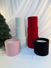 Cutii Cadou Catifea Cu Strasuri Cilindru Fara Capac 3/set
