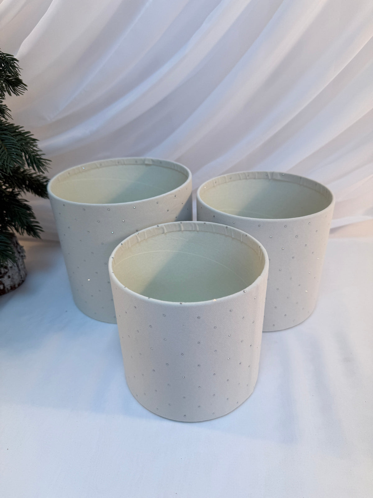 Cutii Cadou Catifea Cu Strasuri Cilindru Fara Capac 3/set