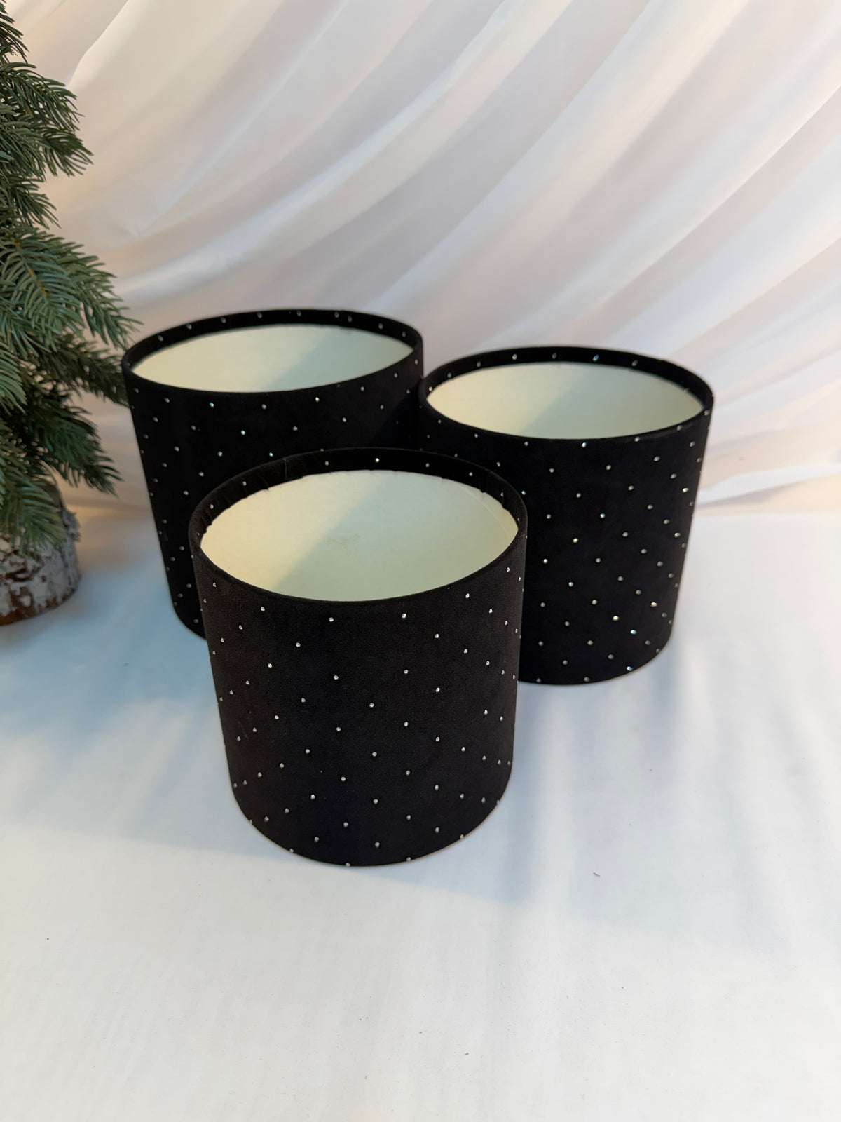 Cutii Cadou Catifea Cu Strasuri Cilindru Fara Capac 3/set