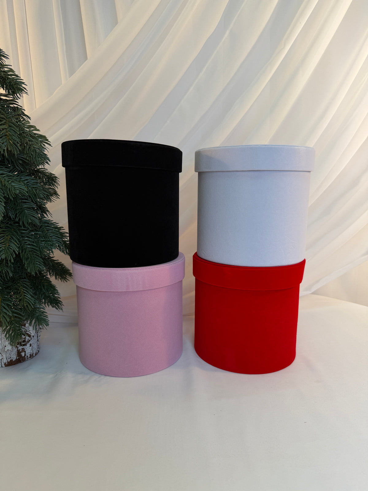 Cutii Cadou Cu Catifea Cilindru 3/set