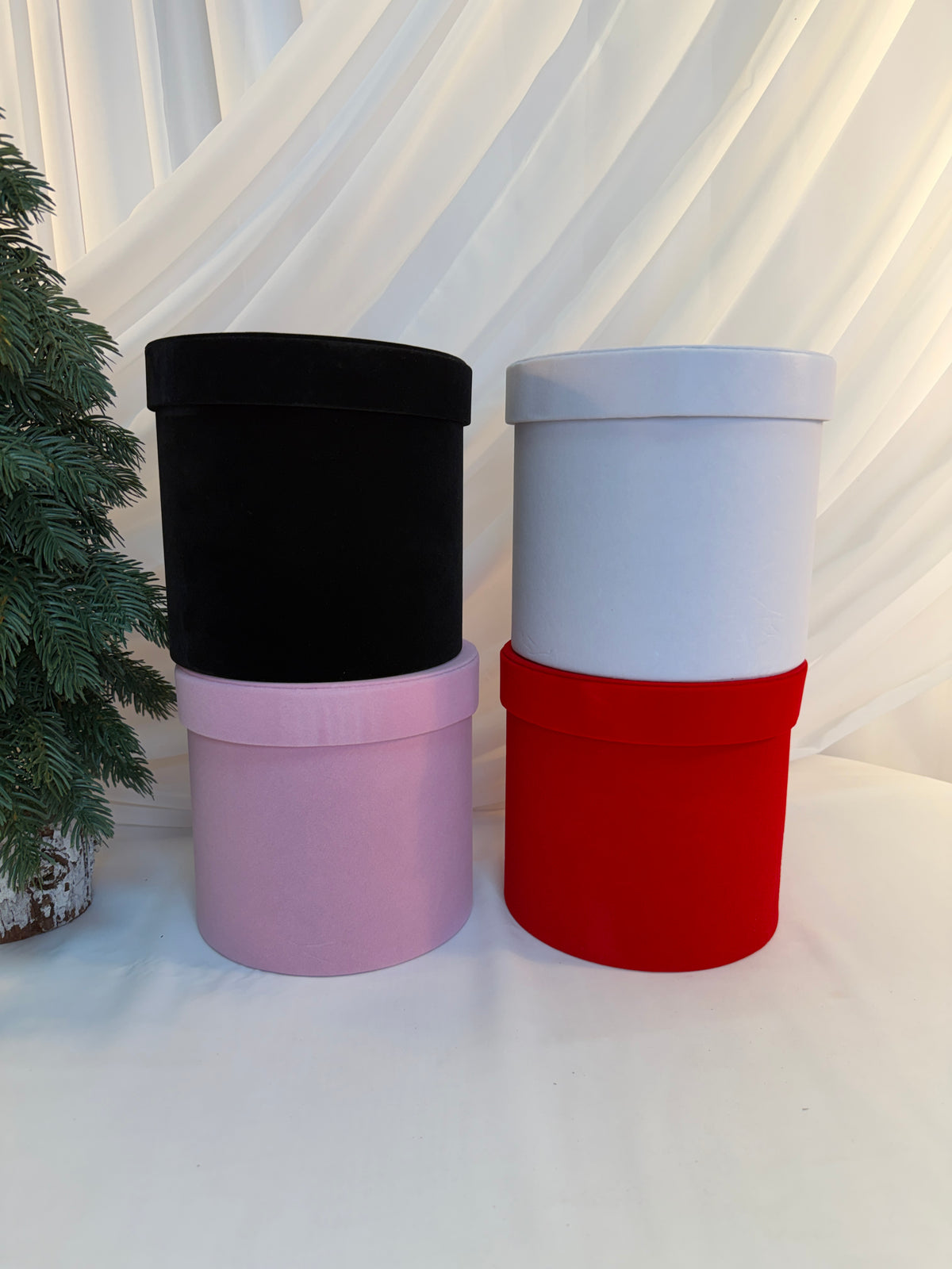 Cutii Cadou Cu Catifea Cilindru 3/set