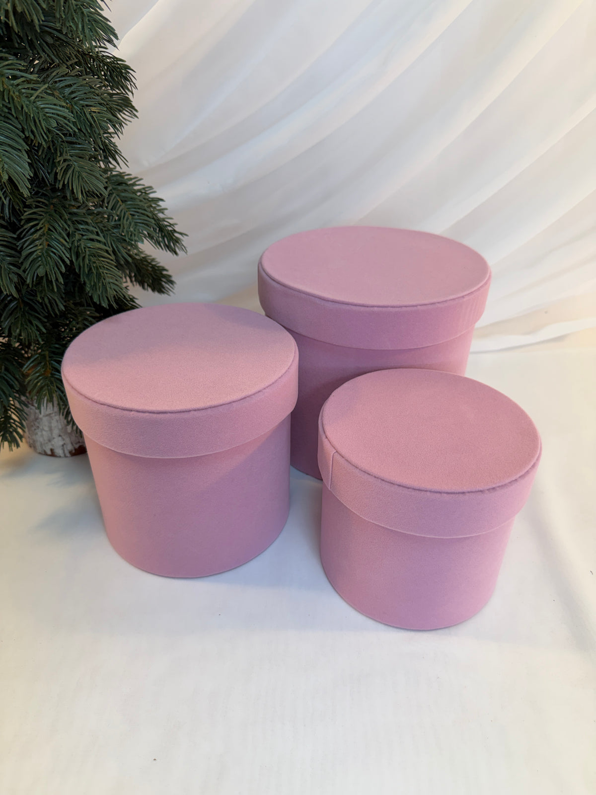 Cutii Cadou Cu Catifea Cilindru 3/set