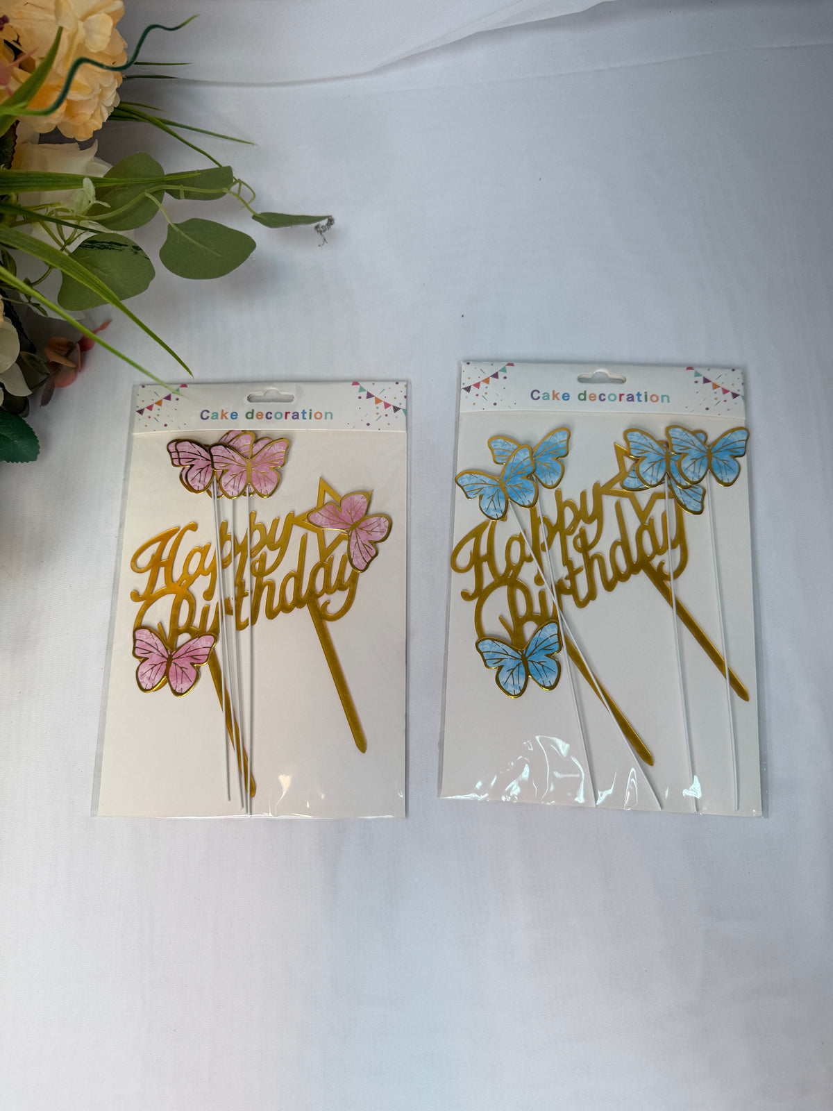 Toppere Pentru Tort HAPPY BIRTHDAY Cu 4 Fluturi