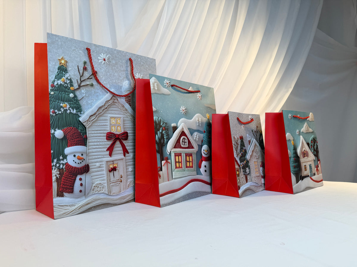 Pungi Cadou Craciun Casuta 3D 12/set