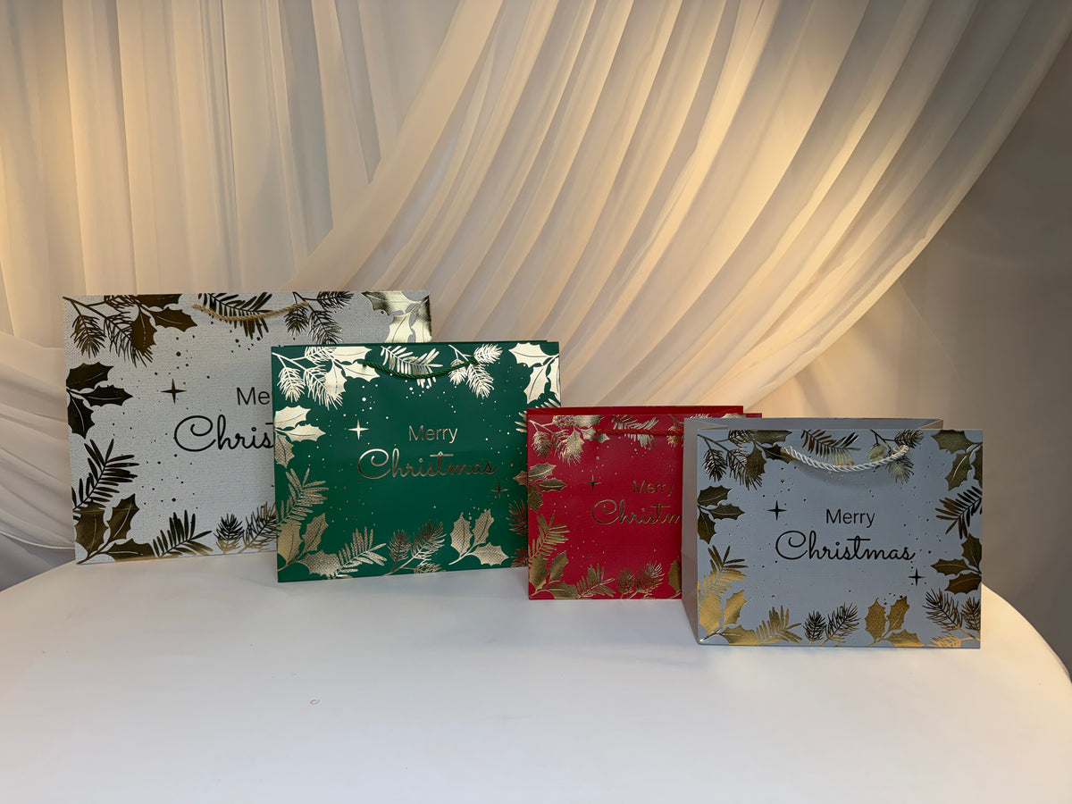 Pungi Cadou Craciun Orizontal Merry Christmas 12/set, 3 marimi