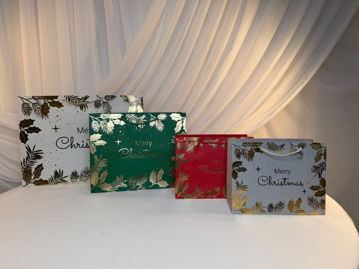 Pungi Cadou Craciun Orizontal Merry Christmas 12/set, 3 marimi