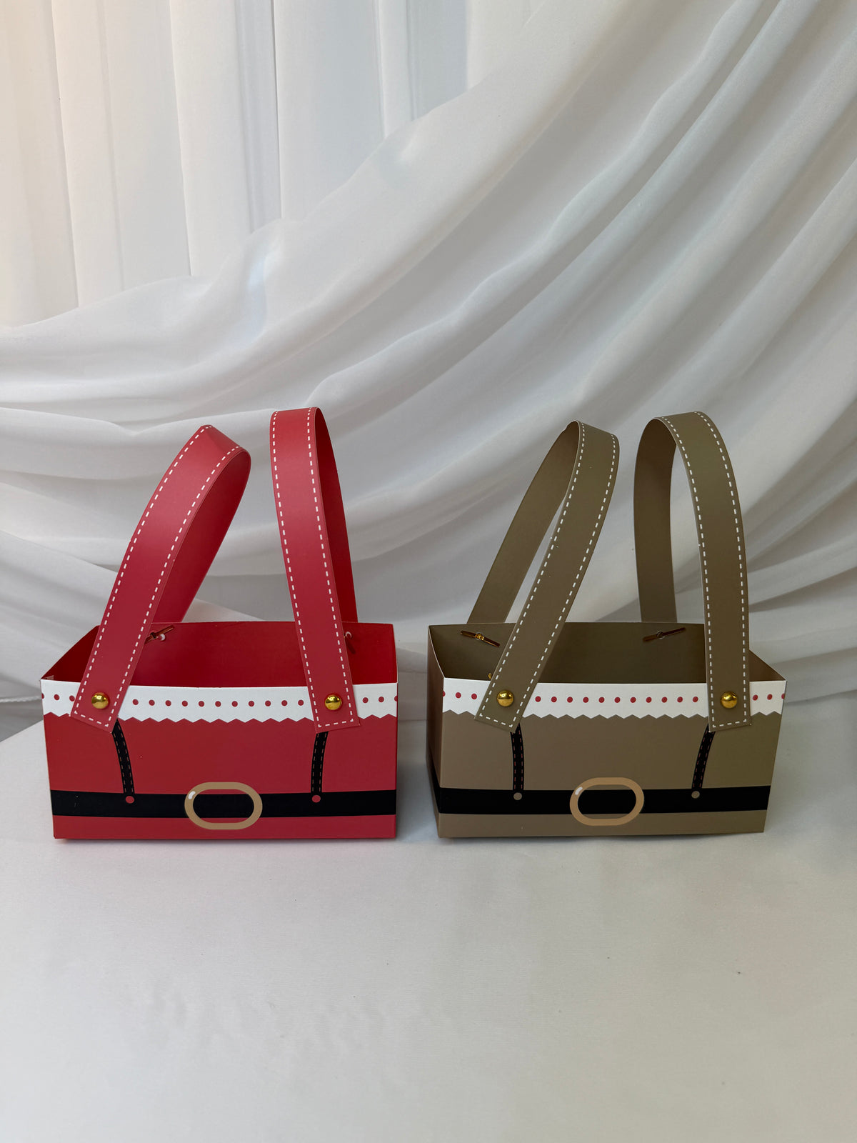 Cutii Carton Dreptunghiulara Cu Maner Craciun 10/set 16x8x8cm