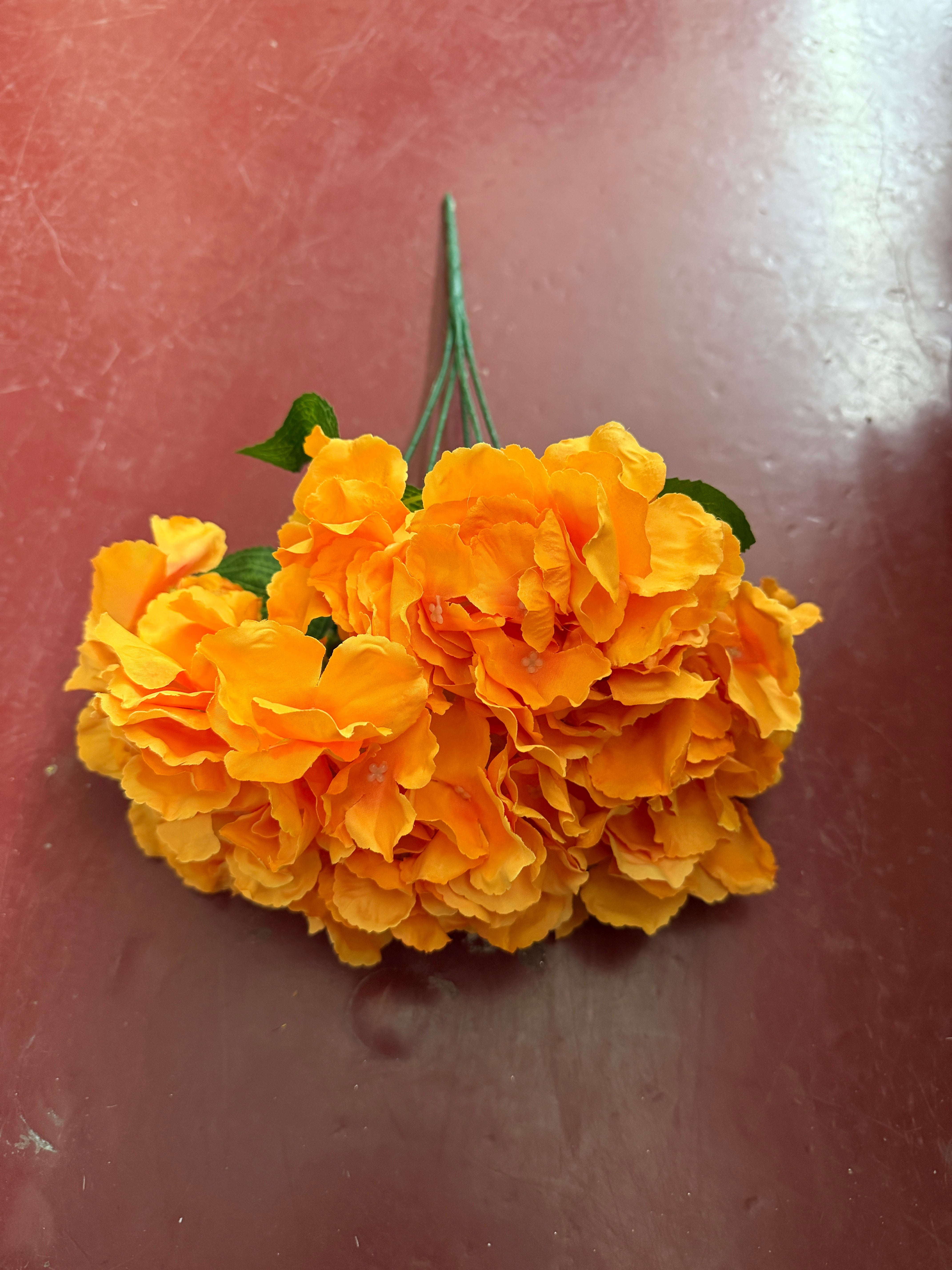 Buchet 5 Hortensii Artificiale Portocaliu