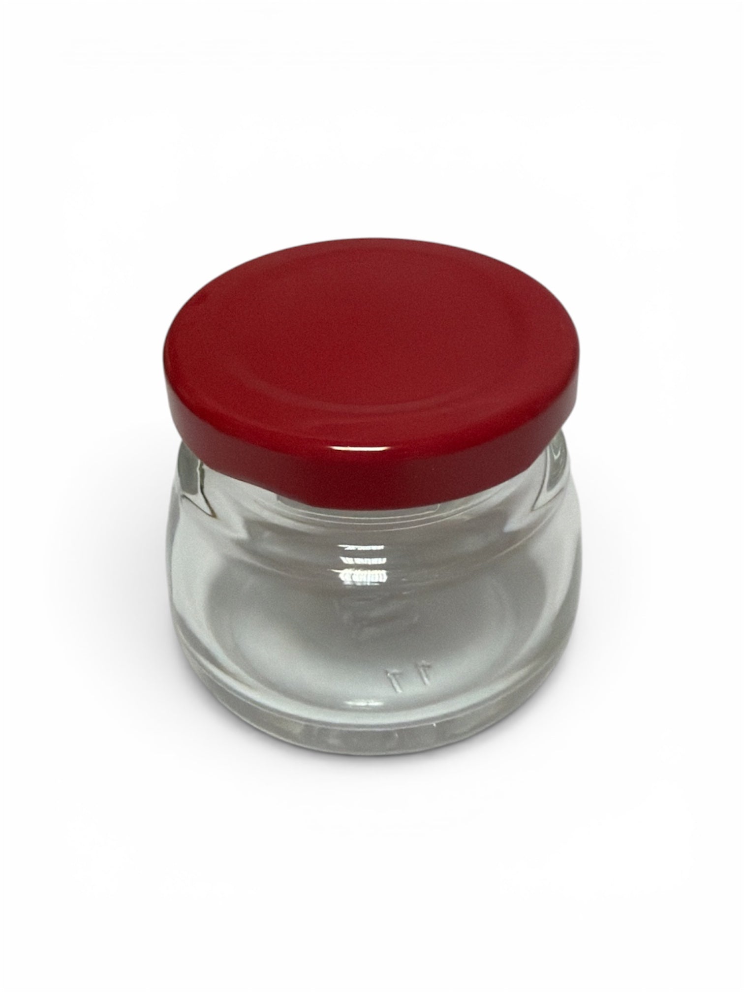 Borcanel Sticla Rotund cu Capac Metal Rosu 50ml