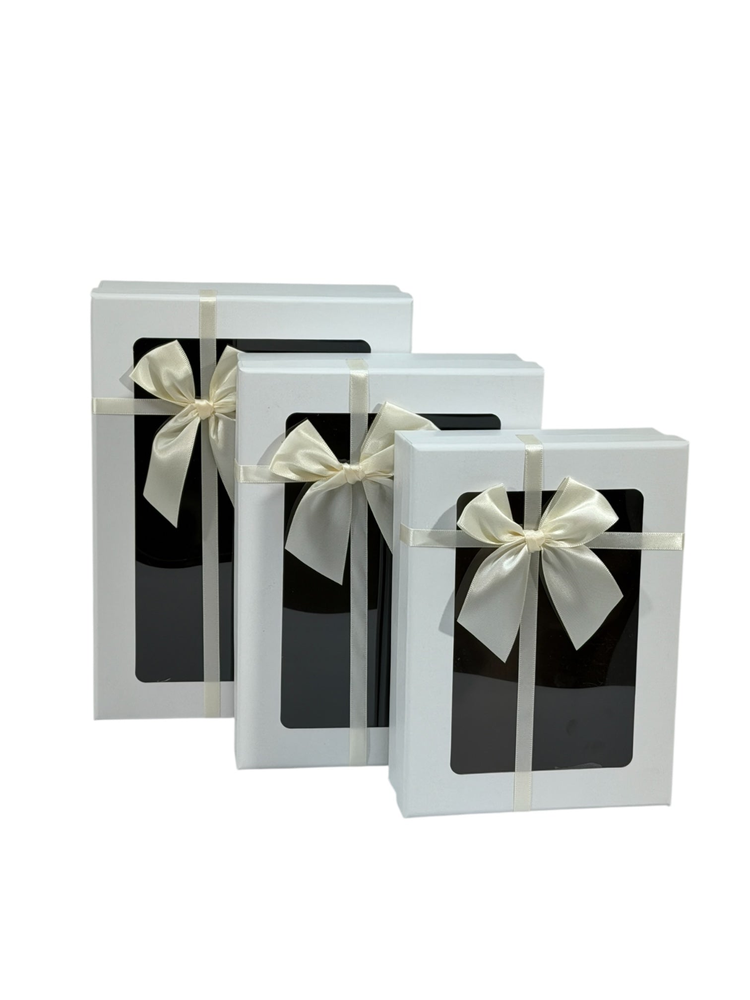 Cutii Cadou Carton Dreptunghiulare cu Fereastra 3/set