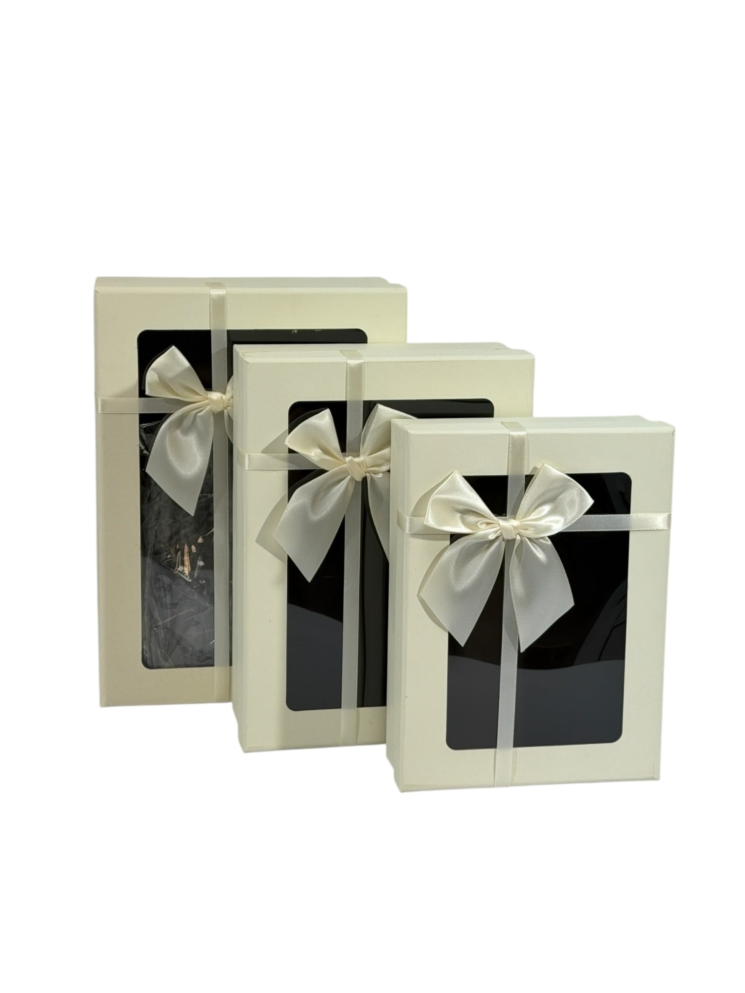 Cutii Cadou Carton Dreptunghiulare cu Fereastra 3/set