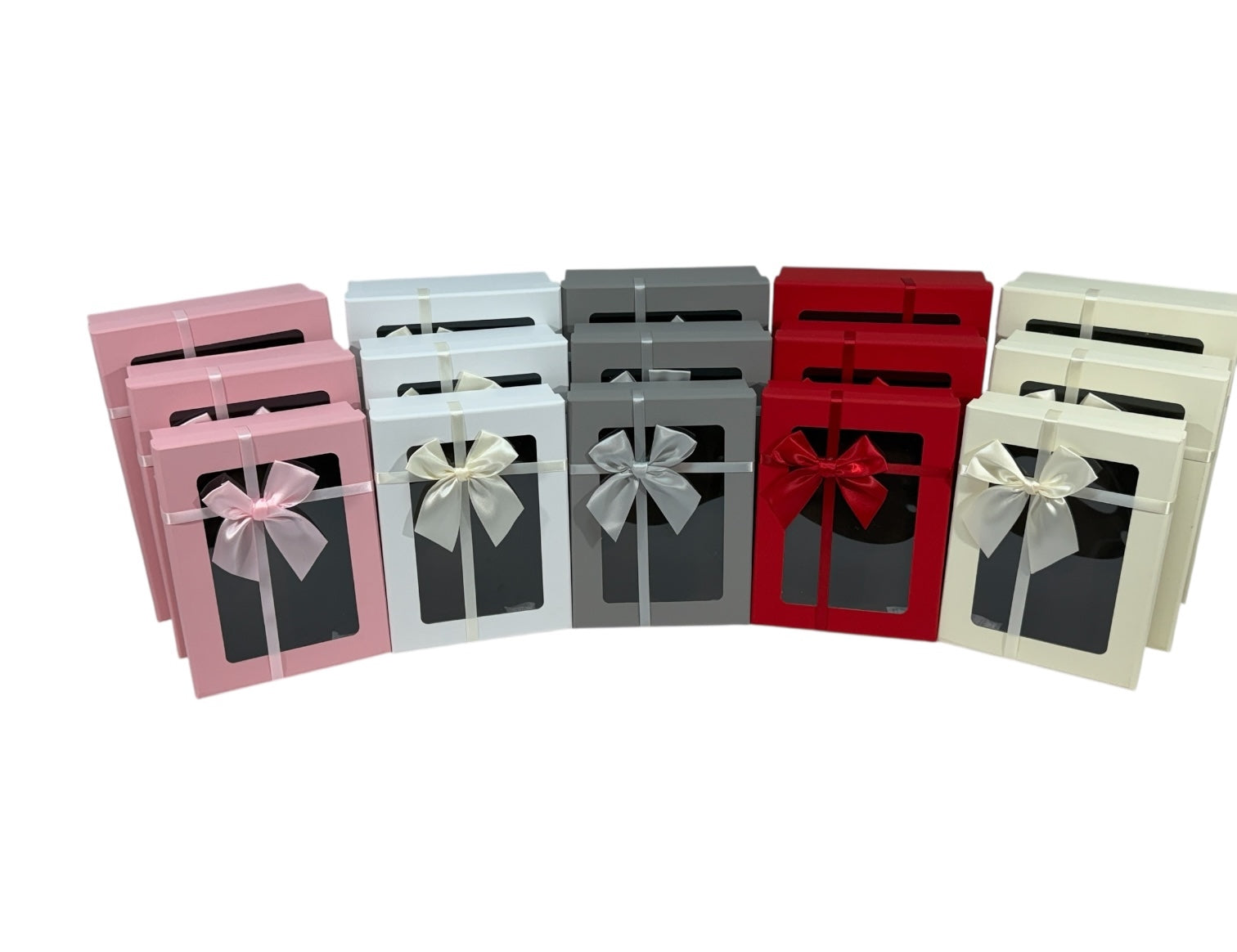 Cutii Cadou Carton Dreptunghiulare cu Fereastra 3/set