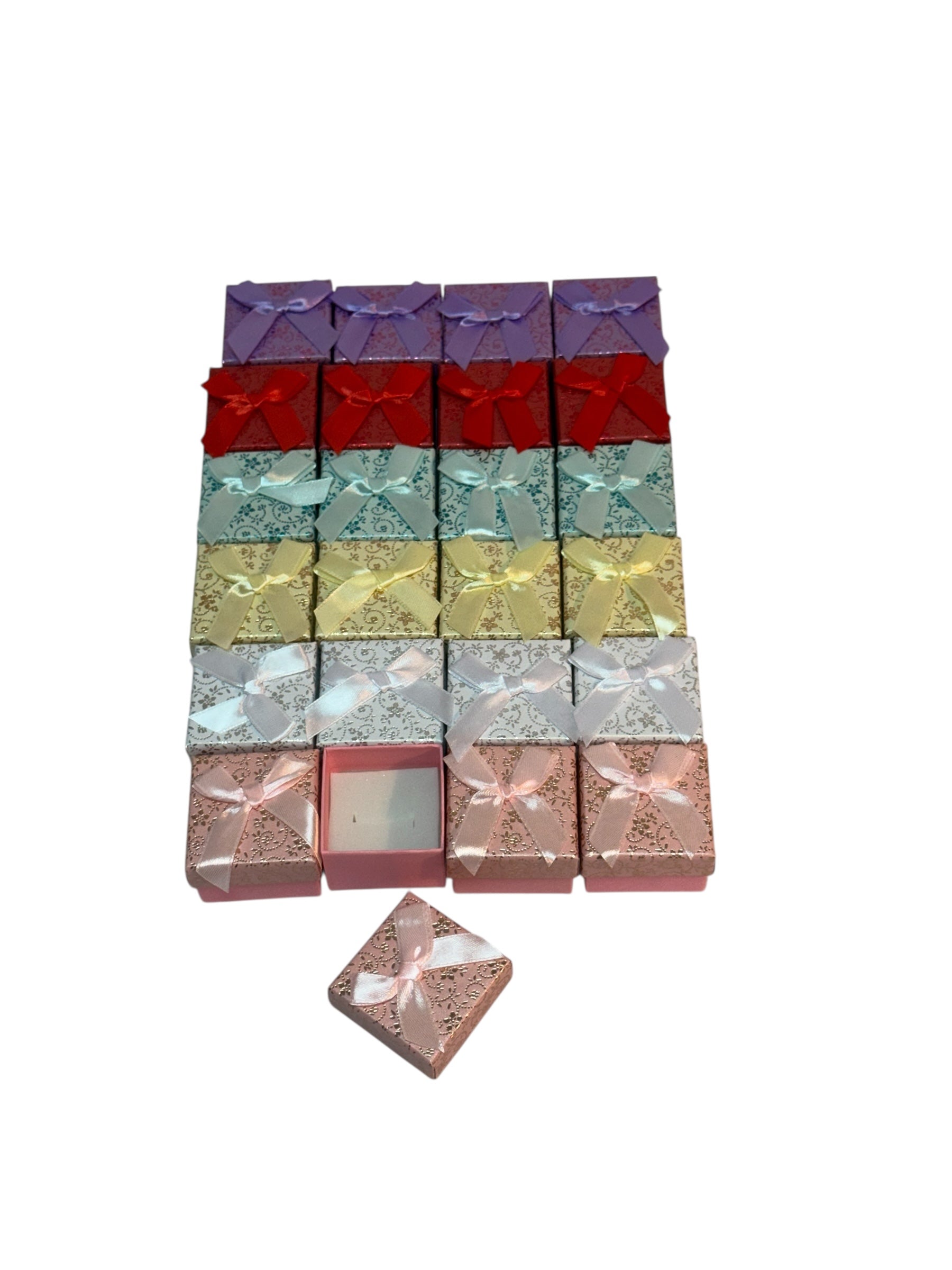 Cutie Carton Pentru Inel 5x5cm 24/set Flori Metalizate