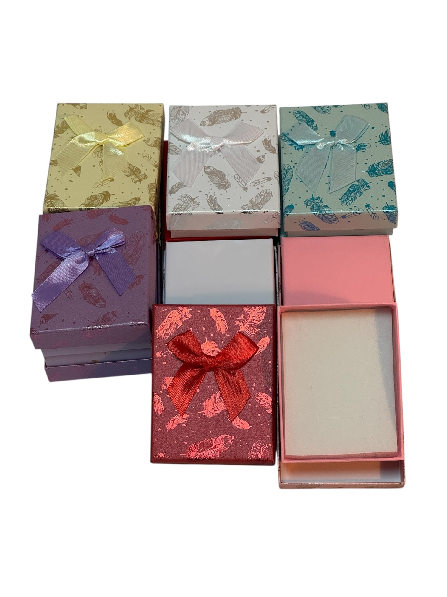 Cutii Carton  Bijuterii 7x9 cm Pene Metalizat