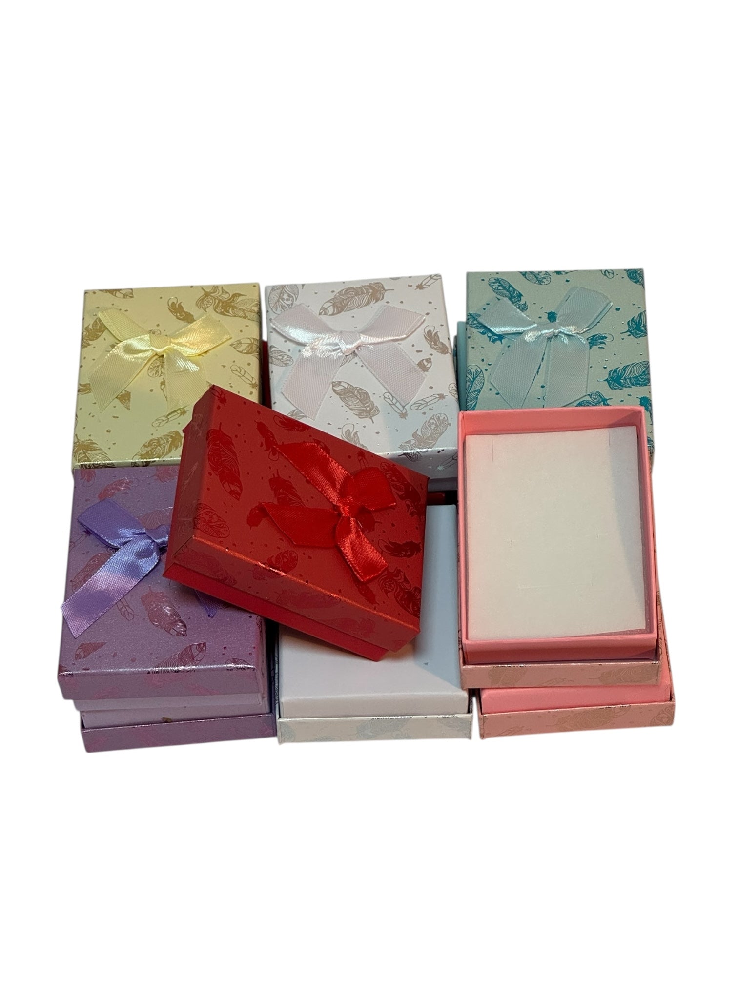 Cutii Carton  Bijuterii 7x9 cm Pene Metalizat