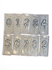 Lumanari Tort Cifre Rotunjite Cu Bat Plastic 12/set Argintiu