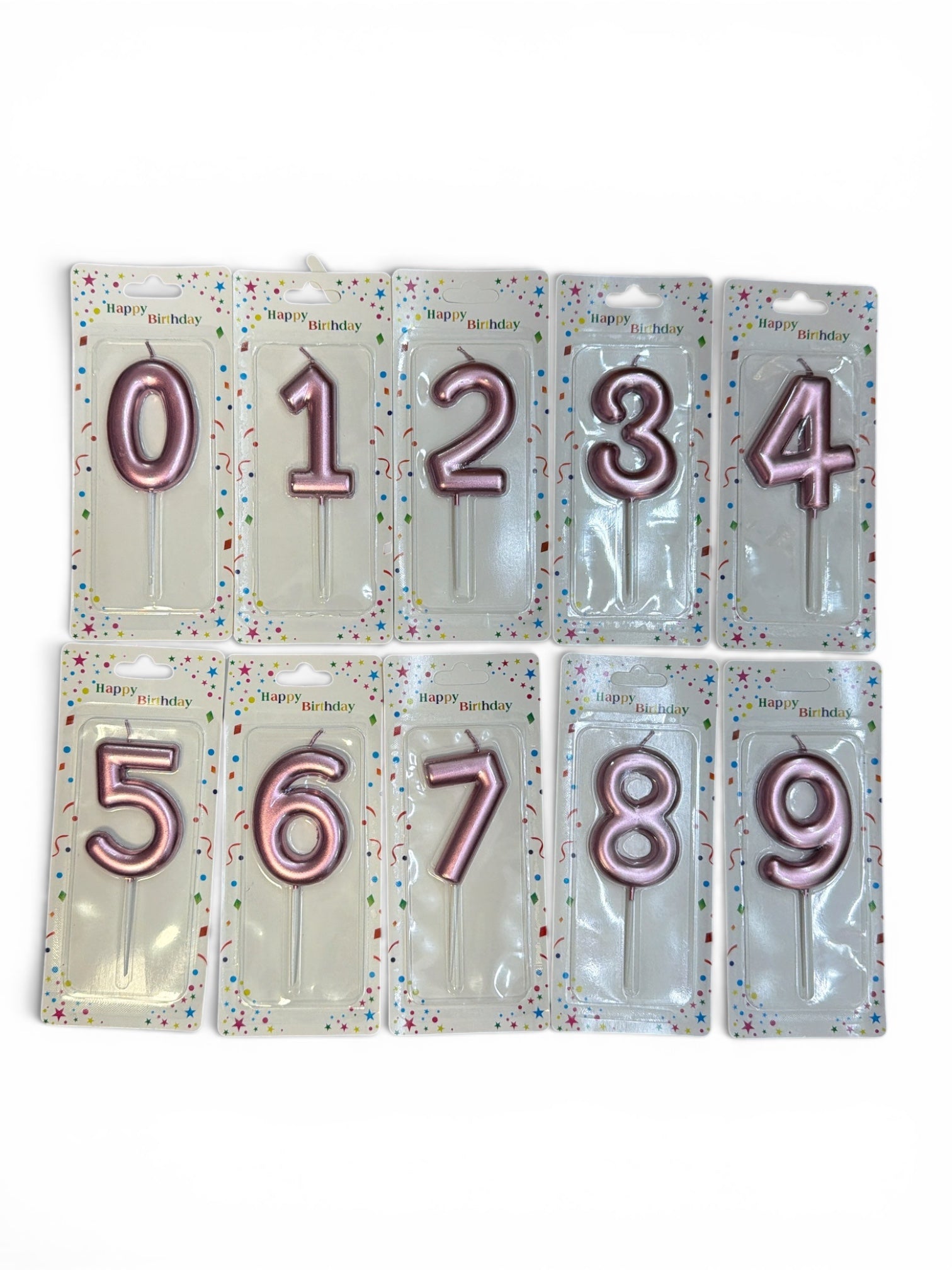 Lumanari Tort Cifre Rotunjite Cu Bat Plastic 12/set Roz