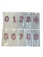 Lumanari Tort Cifre Rotunjite Cu Bat Plastic 12/set Roz