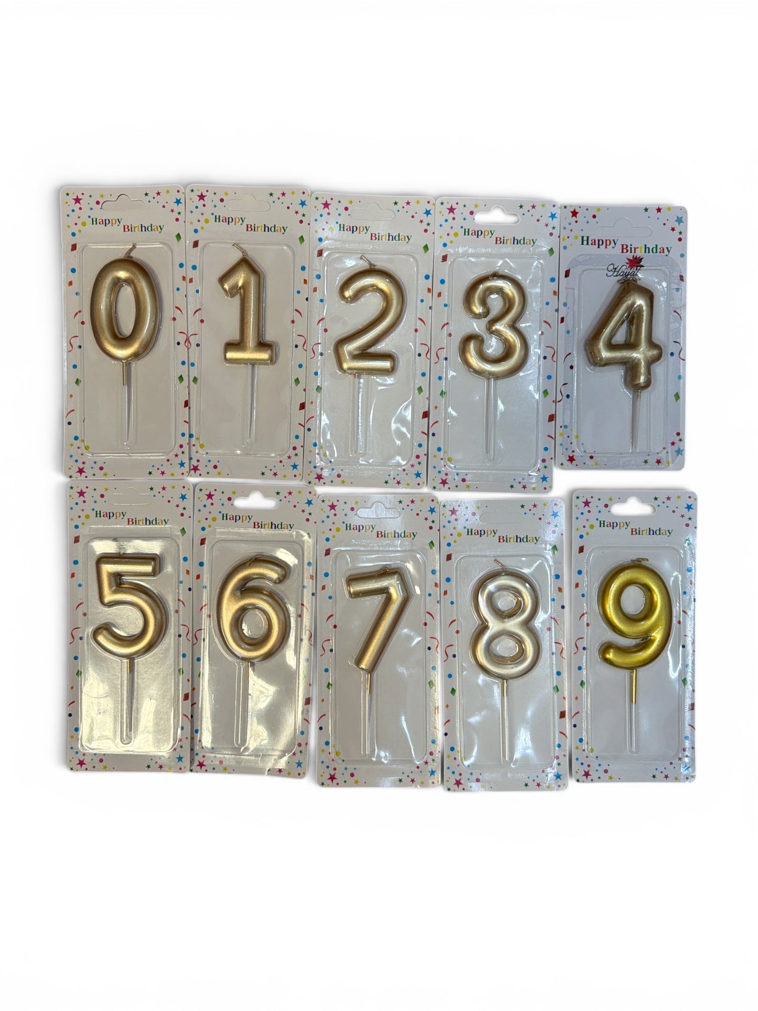 Lumanari Tort Cifre Rotunjite Cu Bat Plastic 12/set Sampanie