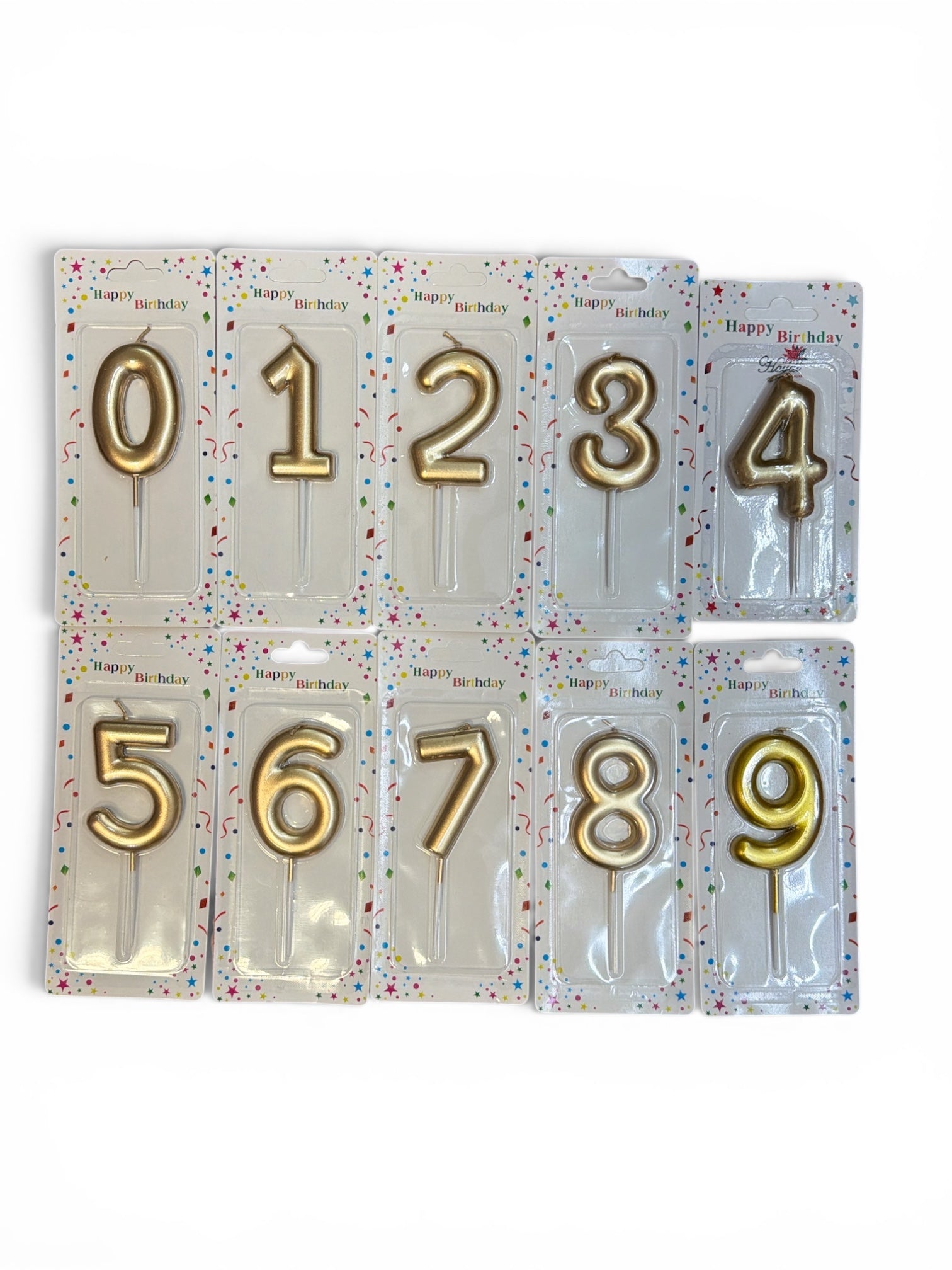 Lumanari Tort Cifre Rotunjite Cu Bat Plastic 12/set Sampanie