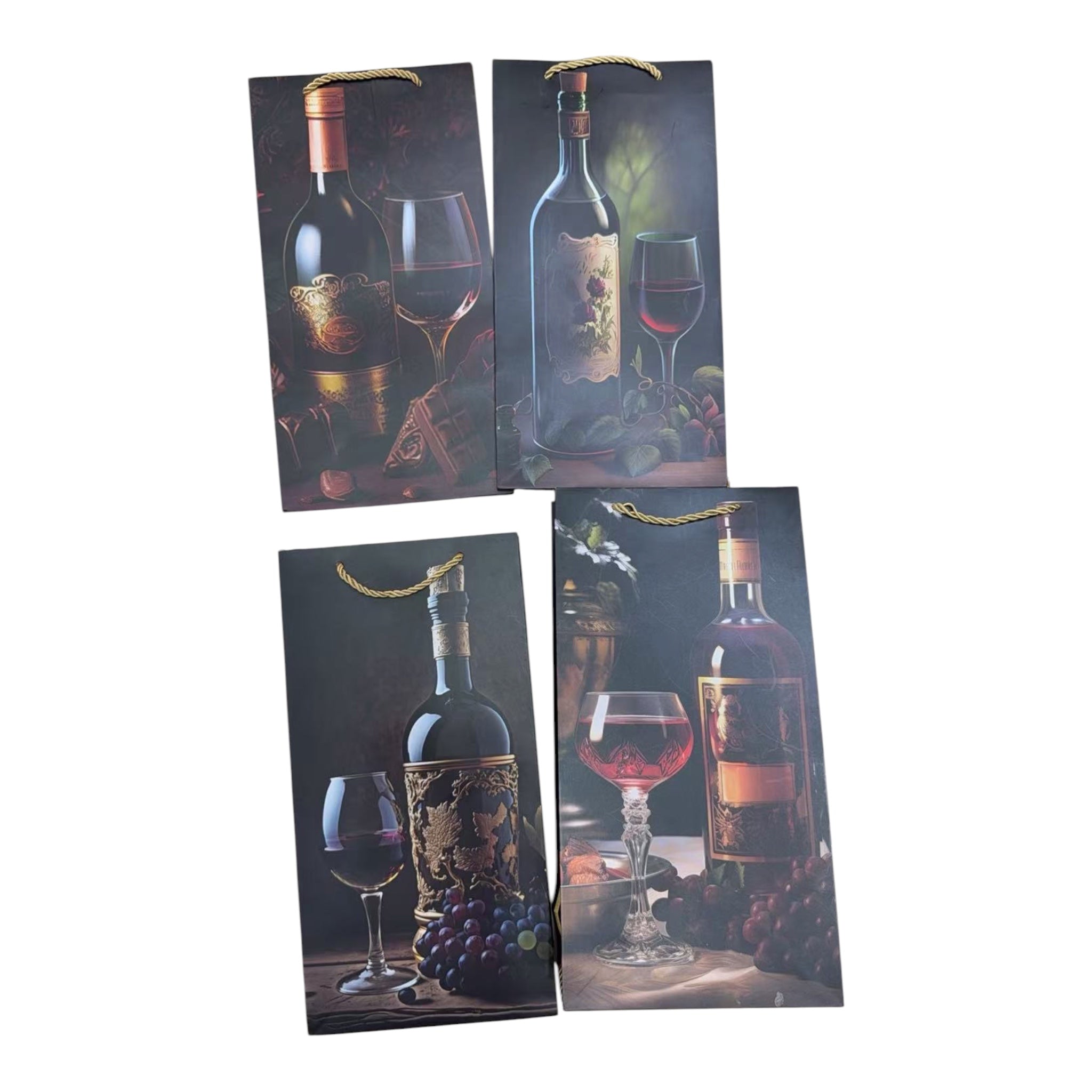 Pungi Cadou Pentru 2 Sticle Cu Sticla si Pahar 12/set