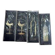 Pungi Cadou Pentru Sticla Negre Cu Auriu 12/set