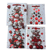 Pungi Cadou Craciun Fond Alb Braduti 12/set 12x14x6cm