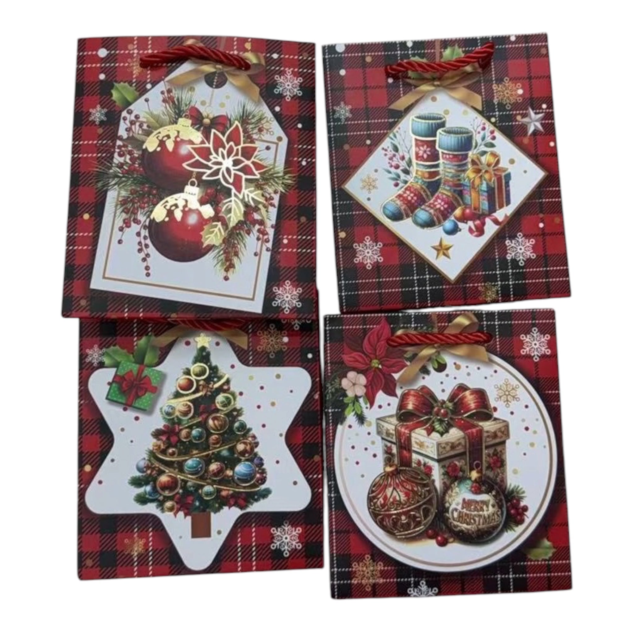 Pungi Cadou Craciun Carouri Eticheta 12/set 12x14x6cm