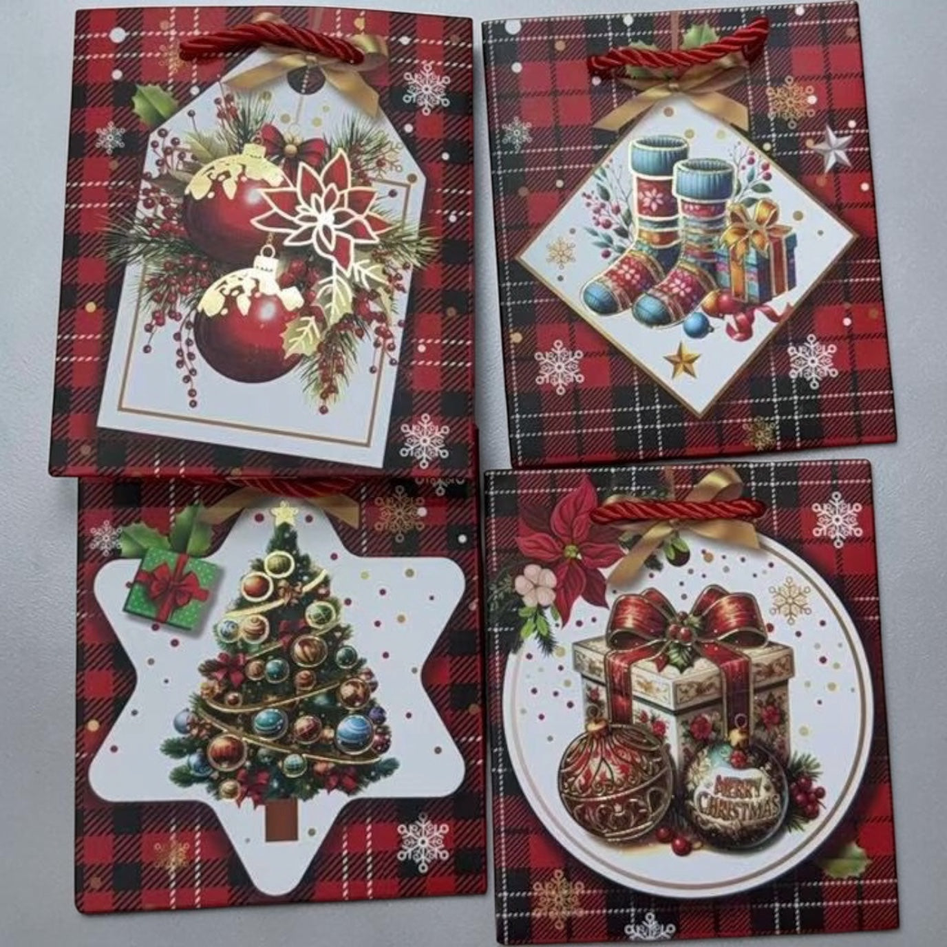 Pungi Cadou Craciun Carouri Eticheta 12/set 12x14x6cm