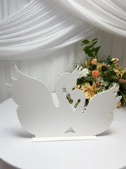 Ornament Decor Cuplu Lebede PVC Alb