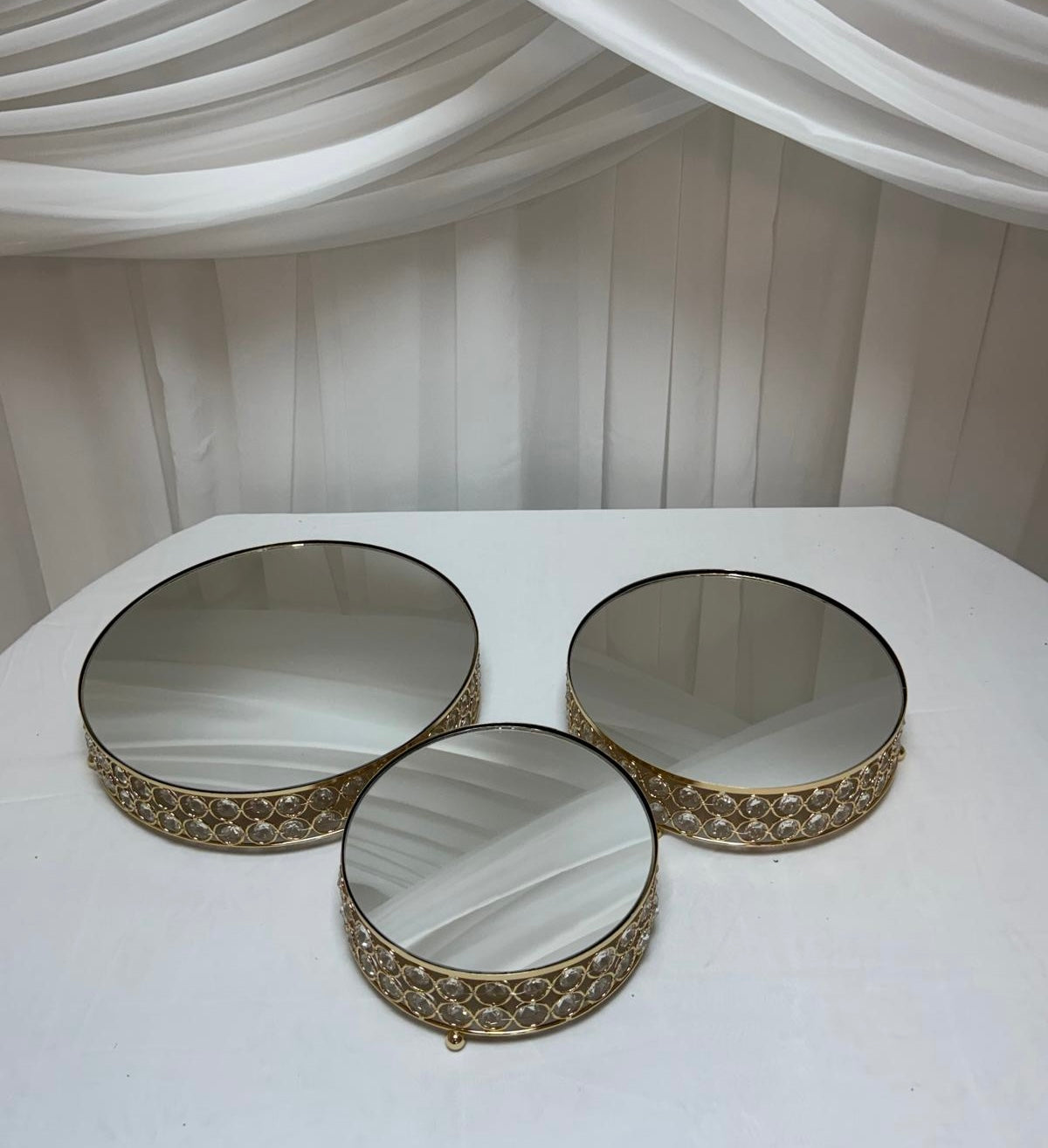 Platou Candy Bar Metal Auriu Cu Margele 3/set