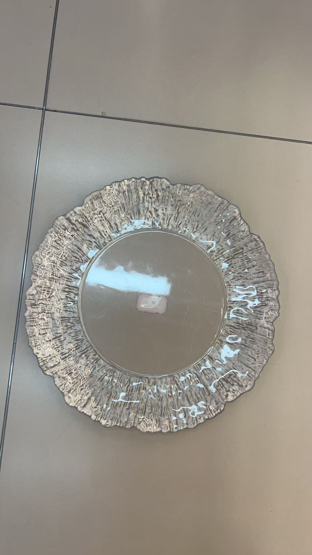 Platou Pentru Servire Din Plastic Transparent Margini Auriu sau Argintiu