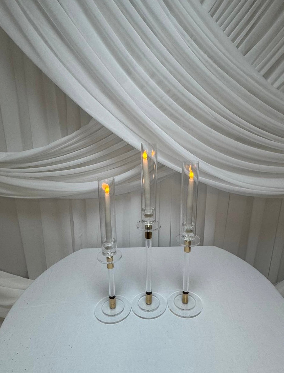 Suport Pentru Lumanari Acrilic Cu Metal 3/set