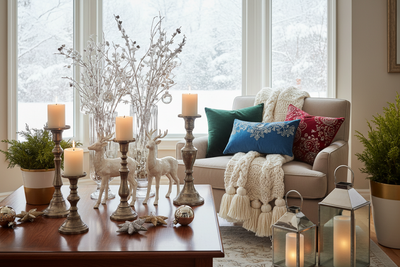 make a winter photo with various decoration without text because my site sells decrations